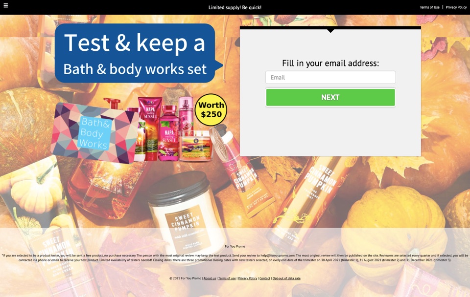 Free Bath & Body Works Set (worth $250)