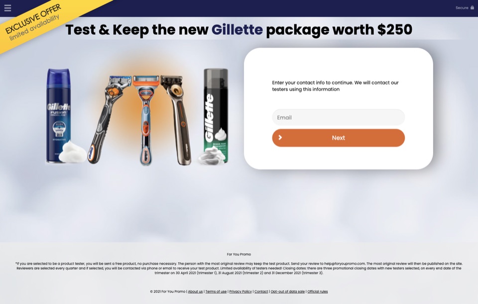 Test & Keep a Gillette Package ($250)
