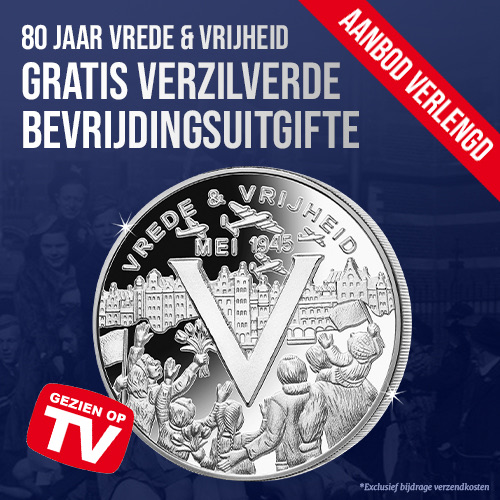 Gratis verzilverde Bevrijdingsuitgifte (80 jaar Vrede & Vrijheid)