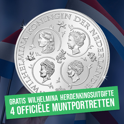 Gratis verzilverde Wilhelmina herdenkingsmunt