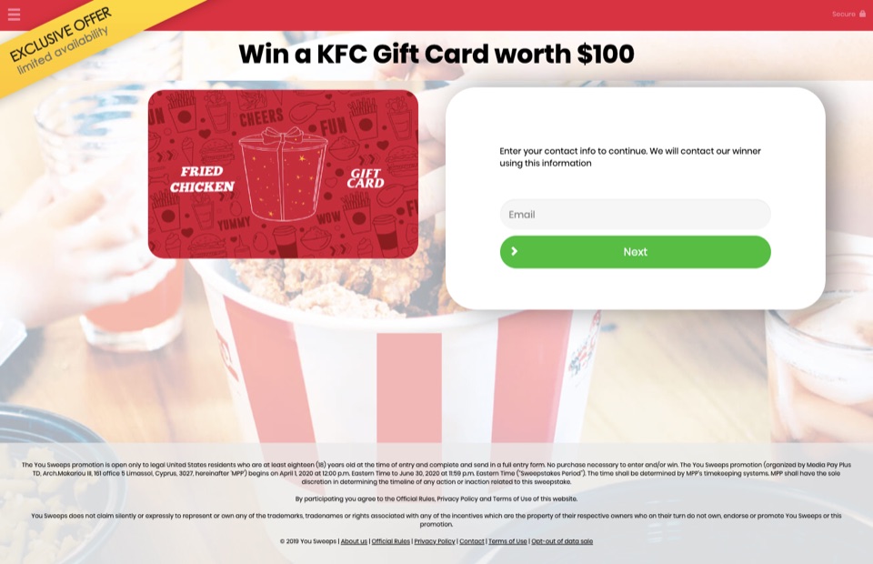 Win a $100 KFC Gift Card