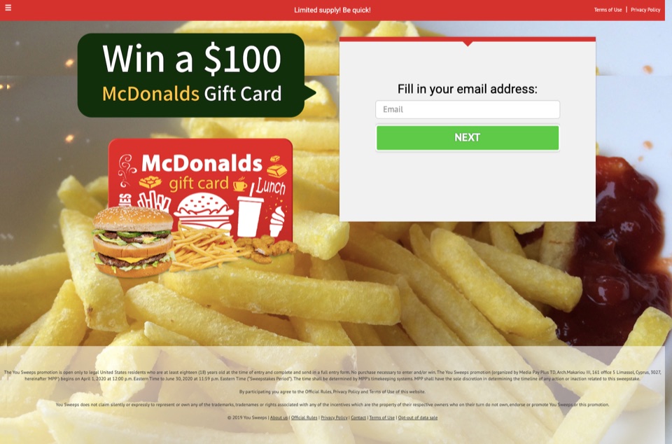 Win a $100 McDonald's Gift Card